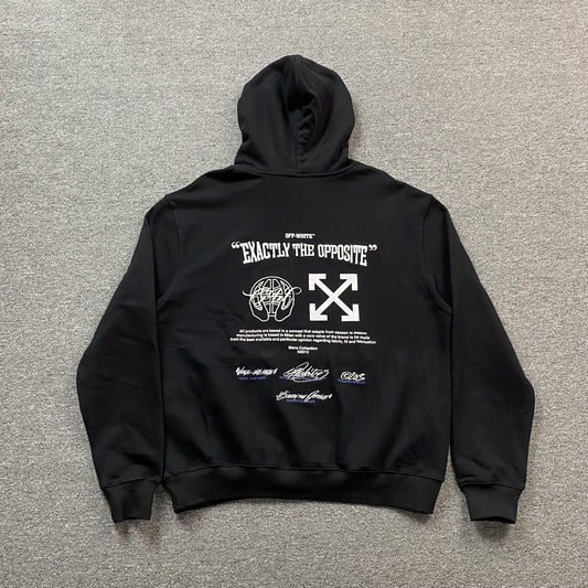 OFF WHITE SLOGAN HOODIE BLACK