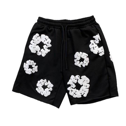 DENIM TEARS THE COTTON WREATH SHORTS BLACK