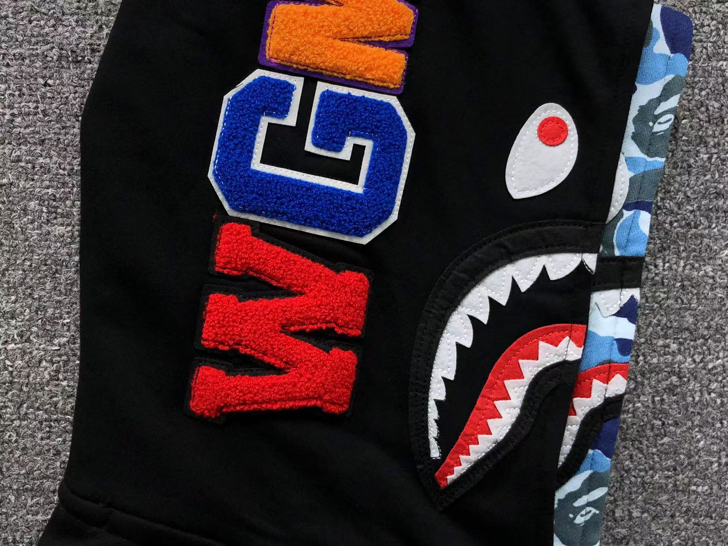 BAPE ABC SHARK FULL ZIP DOUBLE HOODIE BLACK BLUE