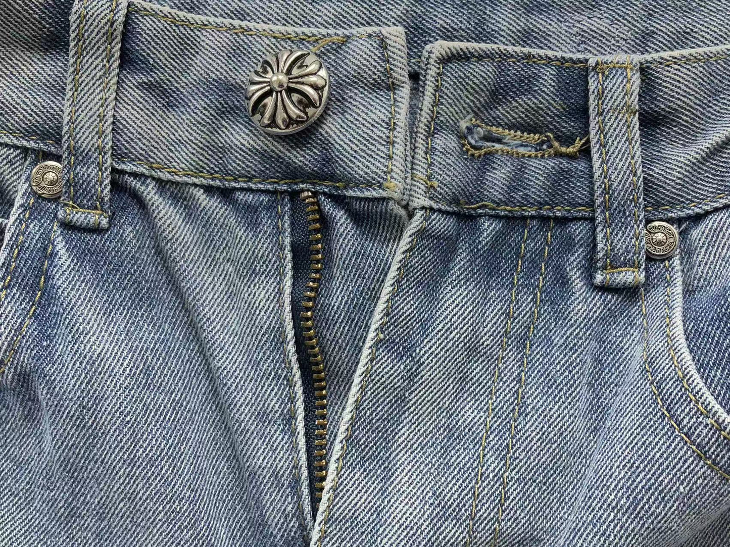 Chrome Hearts Cross Patch Jeans Blue