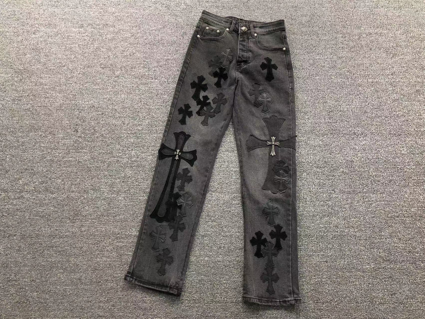 Chrome Hearts Cross Patch Jeans Black