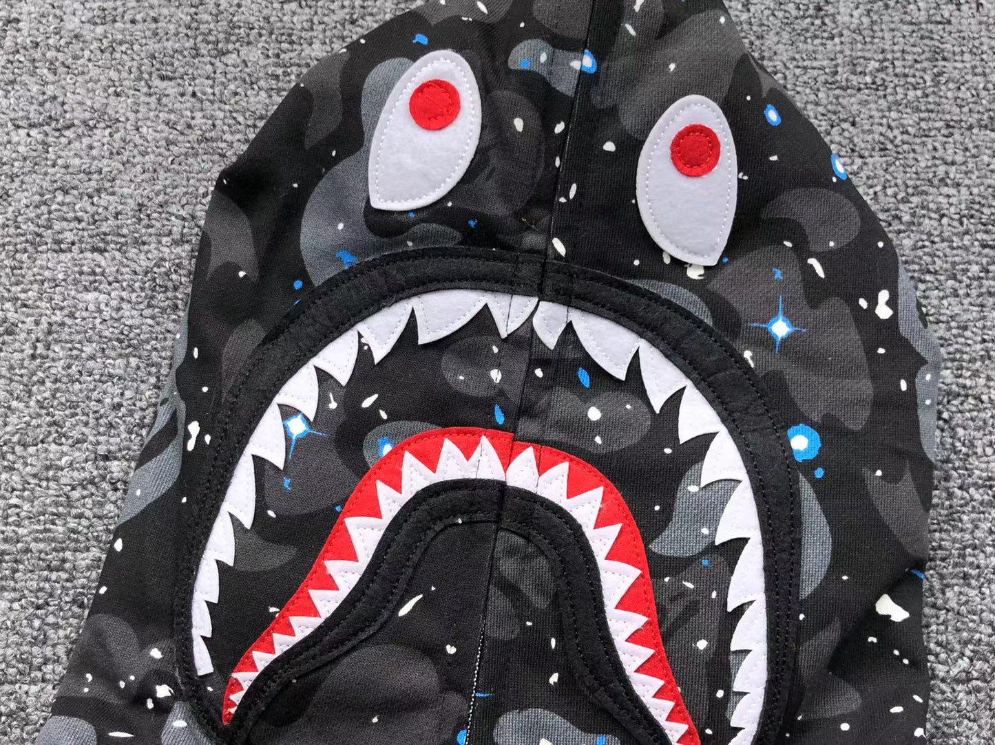 BAPE SPACE CAMO SHARK FULL ZIP HOODIE BLACK