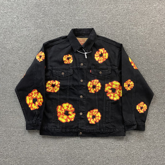 Denim Tears X Offset Wreath Denim Jacket Black-Drip Store Argentina