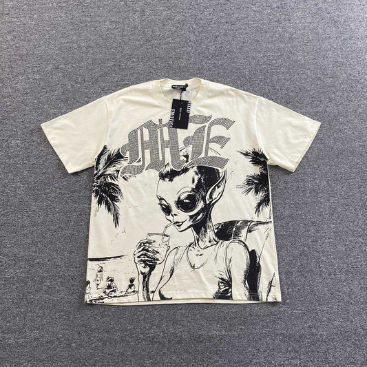 Mixed Emotion Beach Rhinestone Tee Cream