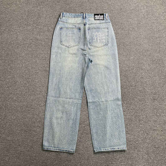 Mixed Emotion ME Rhinestone Jeans Blue