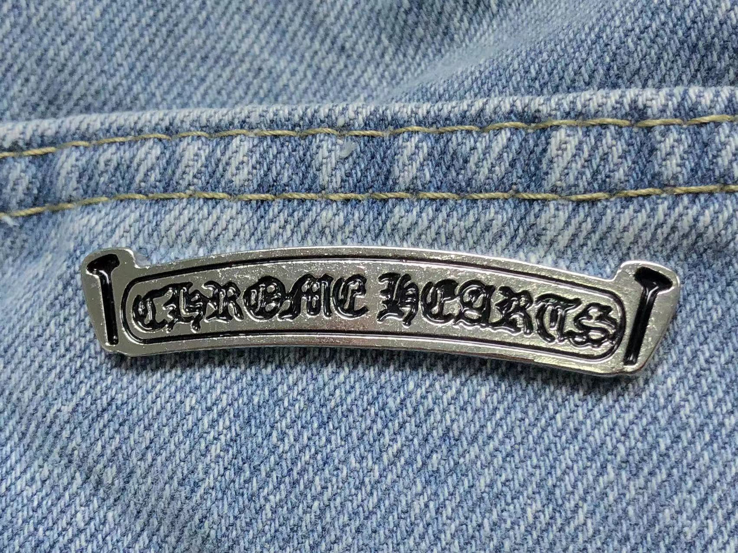 Chrome Hearts Cross Patch Jeans Blue Washed