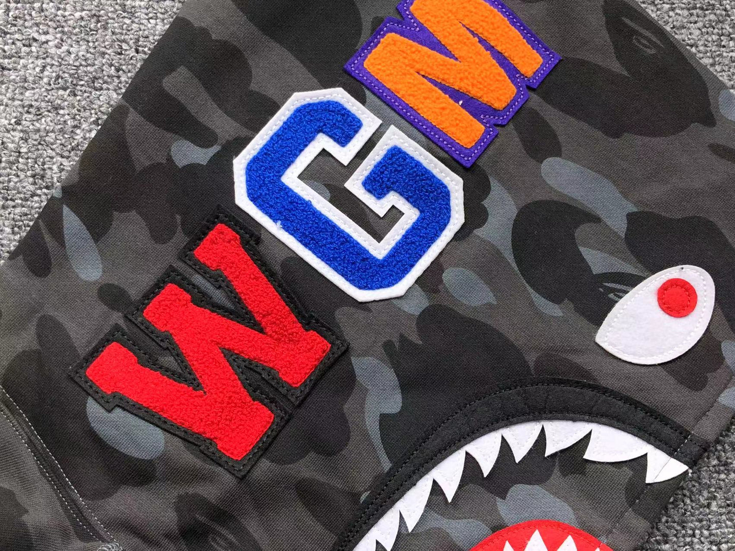 BAPE COLOR CAMO SHARK FULL ZIP HOODIE BLACK