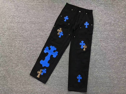 Chrome Hearts Cross Patch Carpenter Pants Black