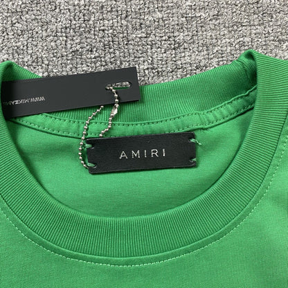 AMIRI STAGGERED LOGO TEE GREEN