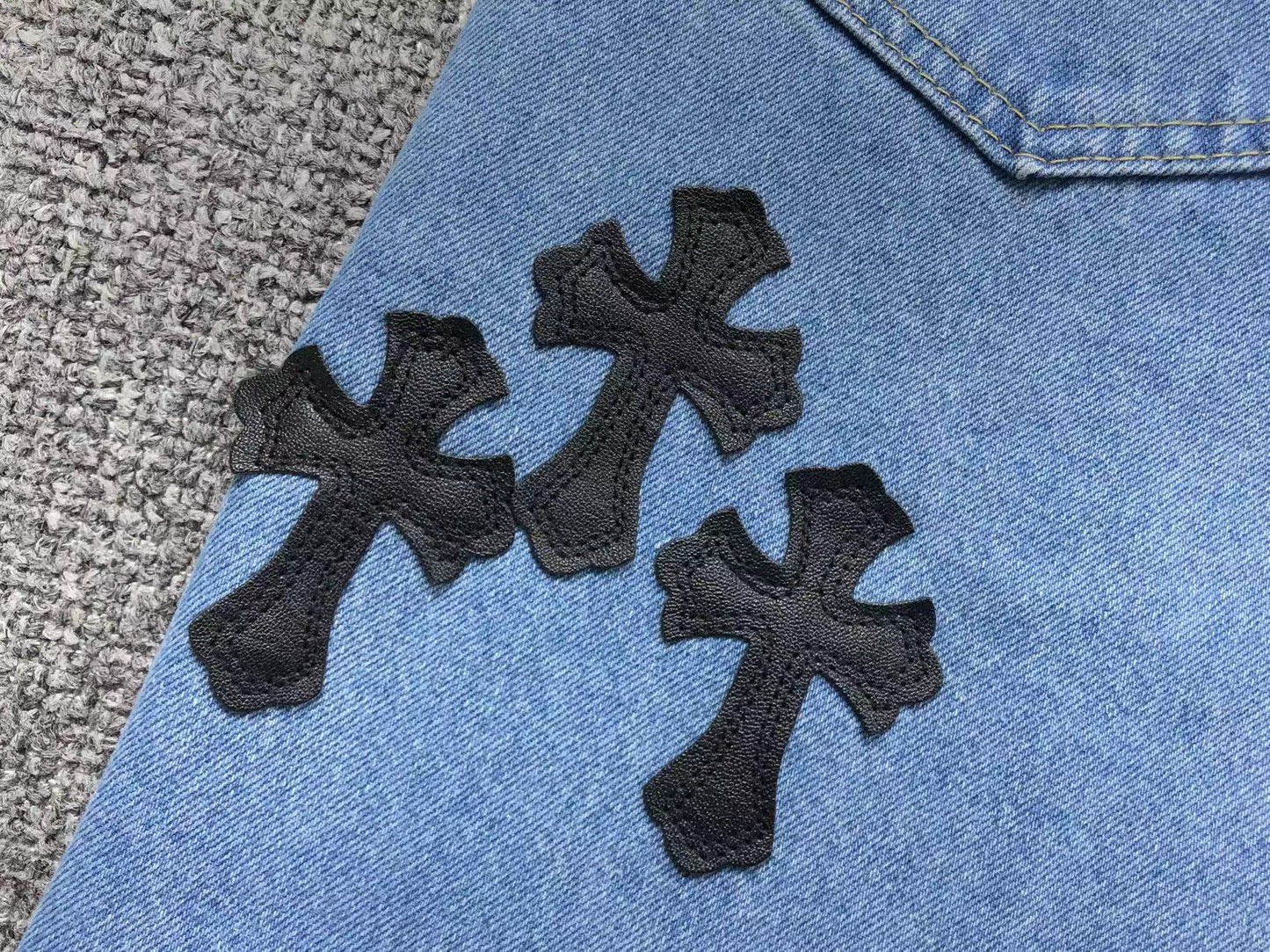 Chrome Hearts Cross Patch Jeans Blue