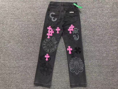 Chrome Hearts Cross Patch Jeans Black