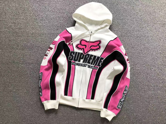 Supreme Fox Racing Zip Up Jacket White
