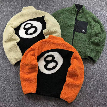 STUSSY 8 BALL SHERPA REVERSIBLE JACKET GREEN