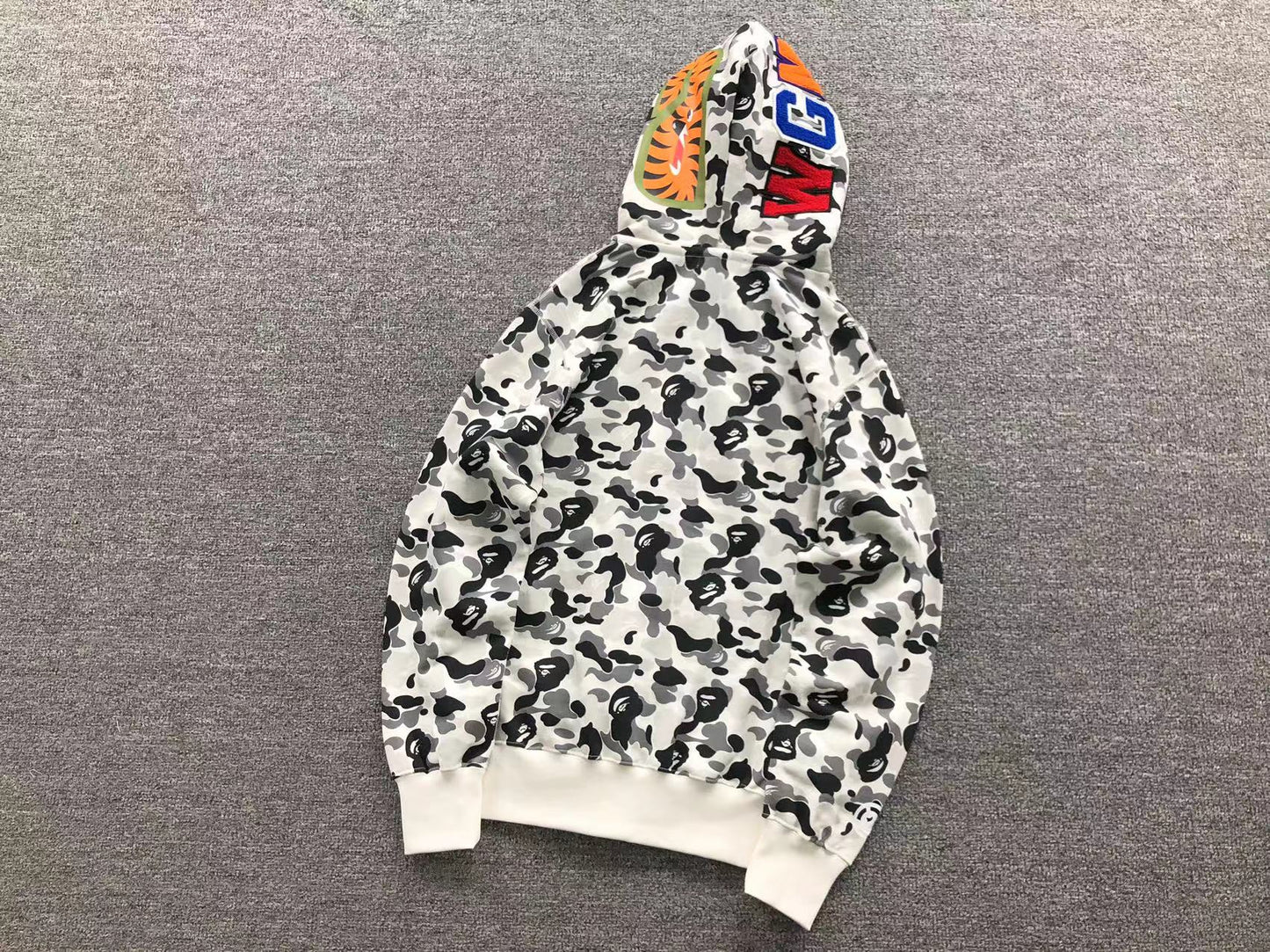 BAPE ABC CAMO DOUBLE SHARK FULL ZIP HOODIE GREY