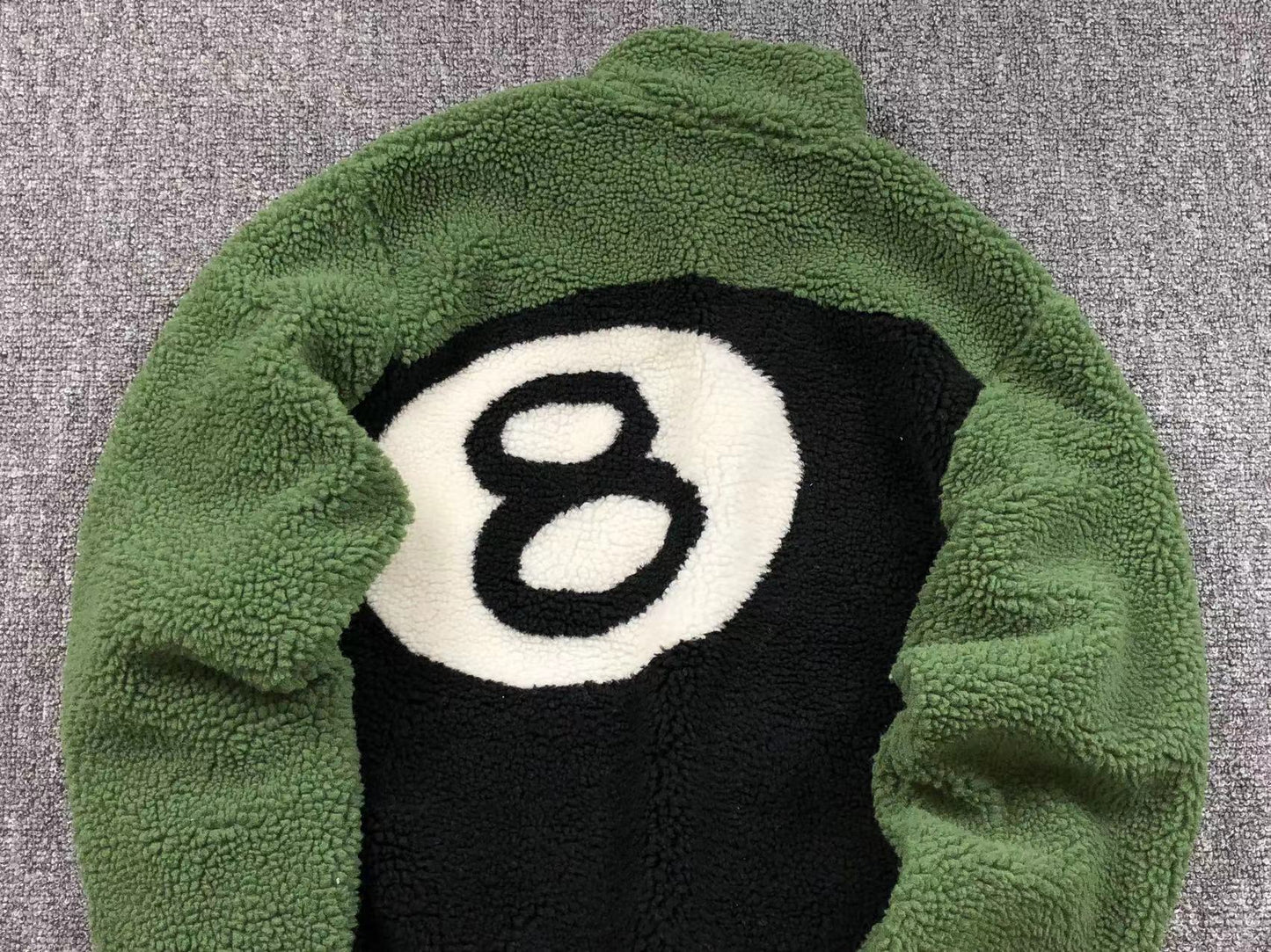 STUSSY 8 BALL SHERPA REVERSIBLE JACKET GREEN