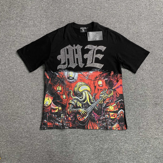 Mixed Emotion Octopus Rhinestone Tee Black