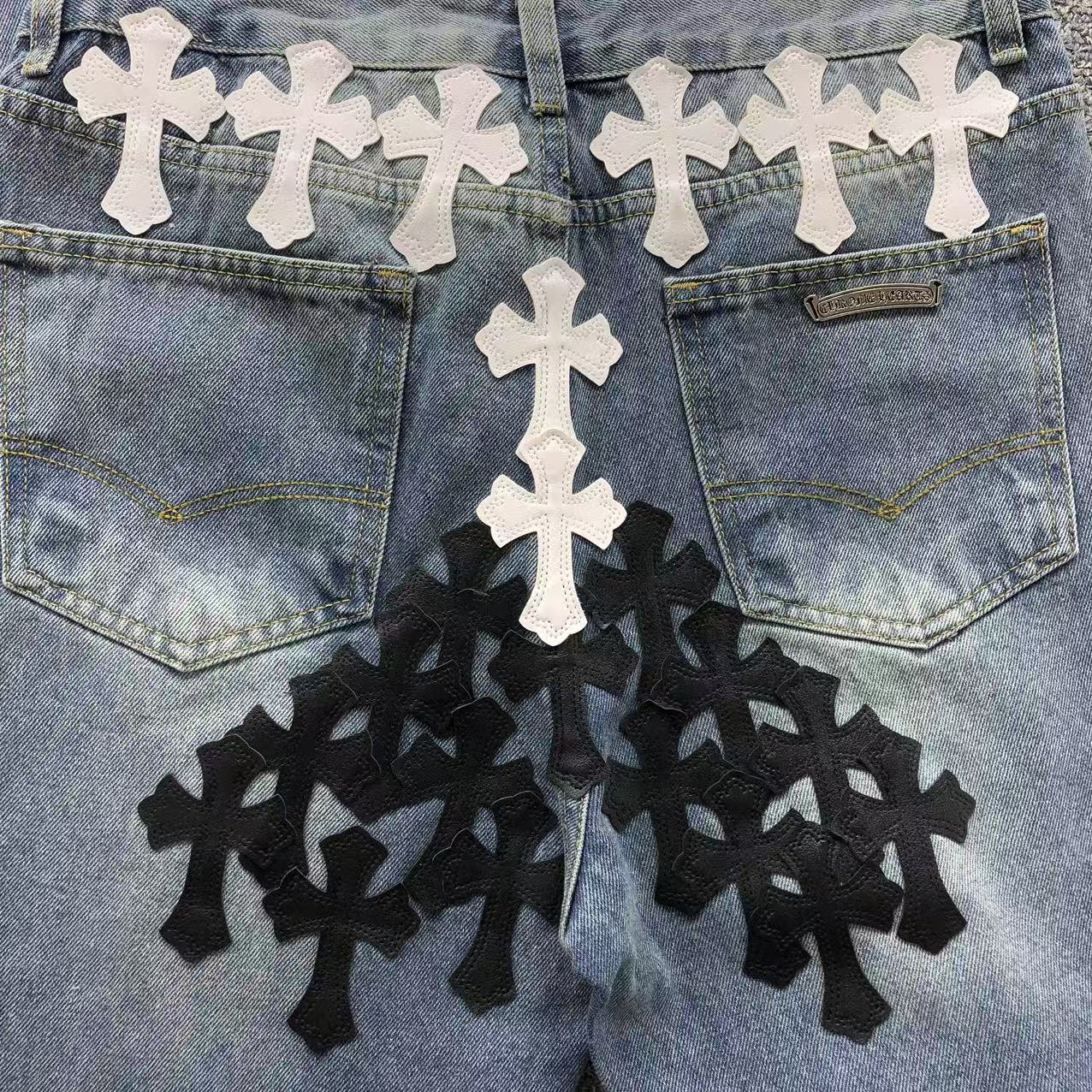 Chrome Hearts Cross Patch Jeans Blue Washed