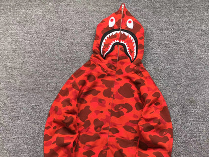 BAPE COLOR CAMO SHARK FULL ZIP HOODIE RED