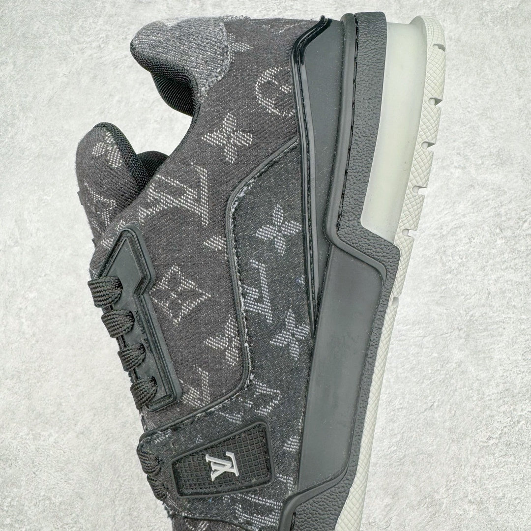 Louis Vuitton Trainer Sneaker Black Monogram Denim