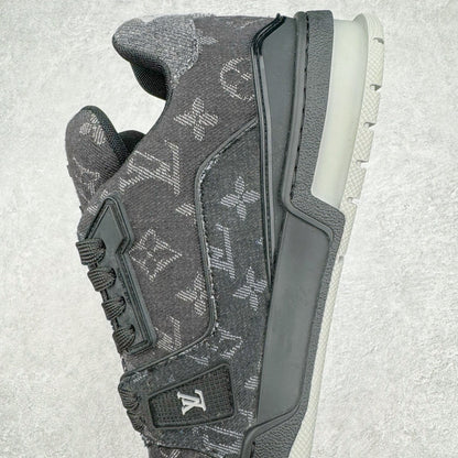 Louis Vuitton Trainer Sneaker Black Monogram Denim