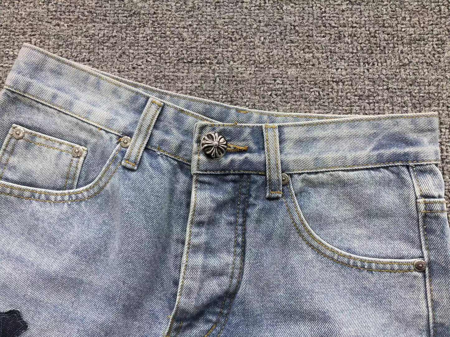 Chrome Hearts Cross Patch Jeans Blue