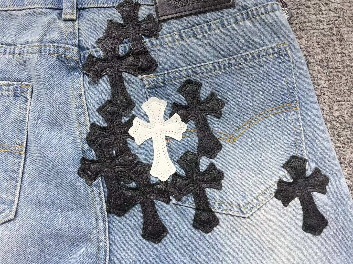 Chrome Hearts Cross Patch Jeans Blue