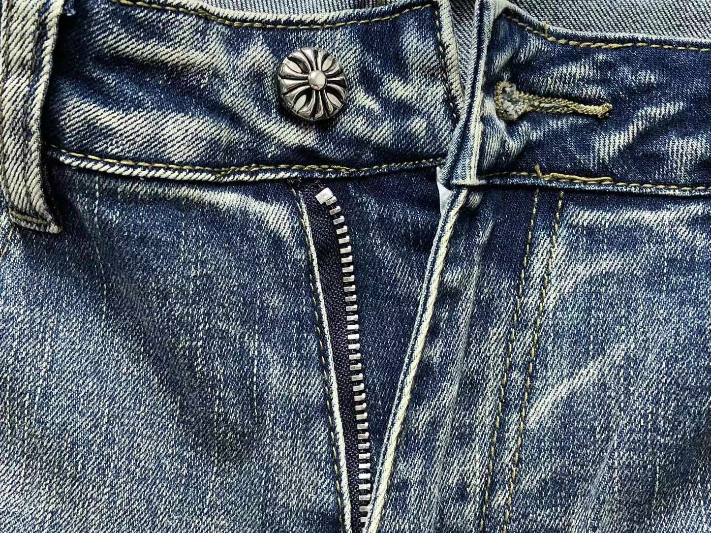 Chrome Hearts Cross Patch Jeans Blue Washed