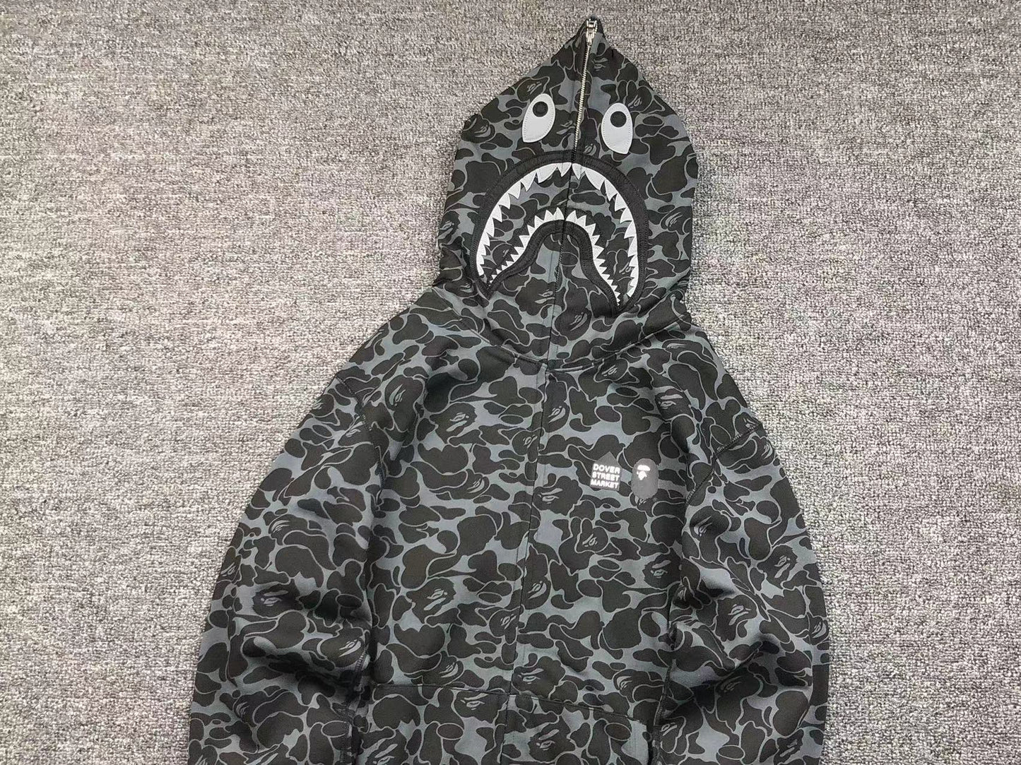 BAPE X DOVER STREET MARKET SPECIAL CAMO SHARK FULL ZIP HOODIE