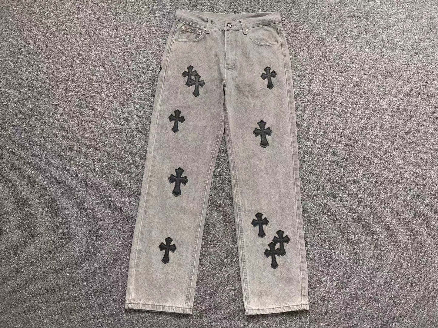 Chrome Hearts Cross Patch Jeans Grey