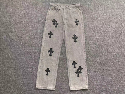 Chrome Hearts Cross Patch Jeans Grey