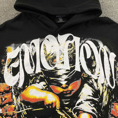 Mixed Emotion Archer Rhinestone Hoodie Black