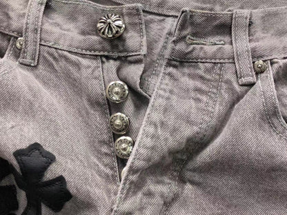 Chrome Hearts Cross Patch Jeans Grey