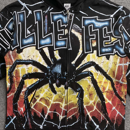 Vale Forever Widow Big Zip Up Hoodie Black