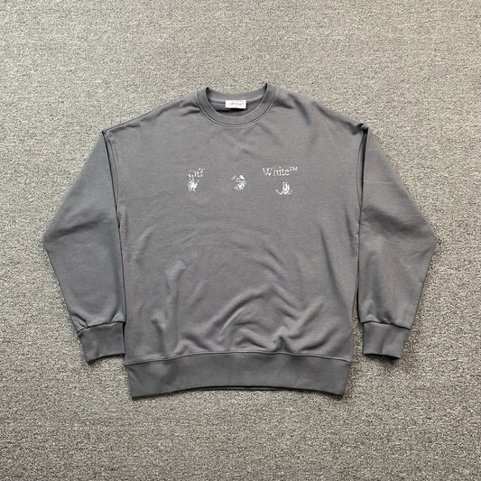 OFF WHITE FADED LOGO PRINT CREWNECK GREY