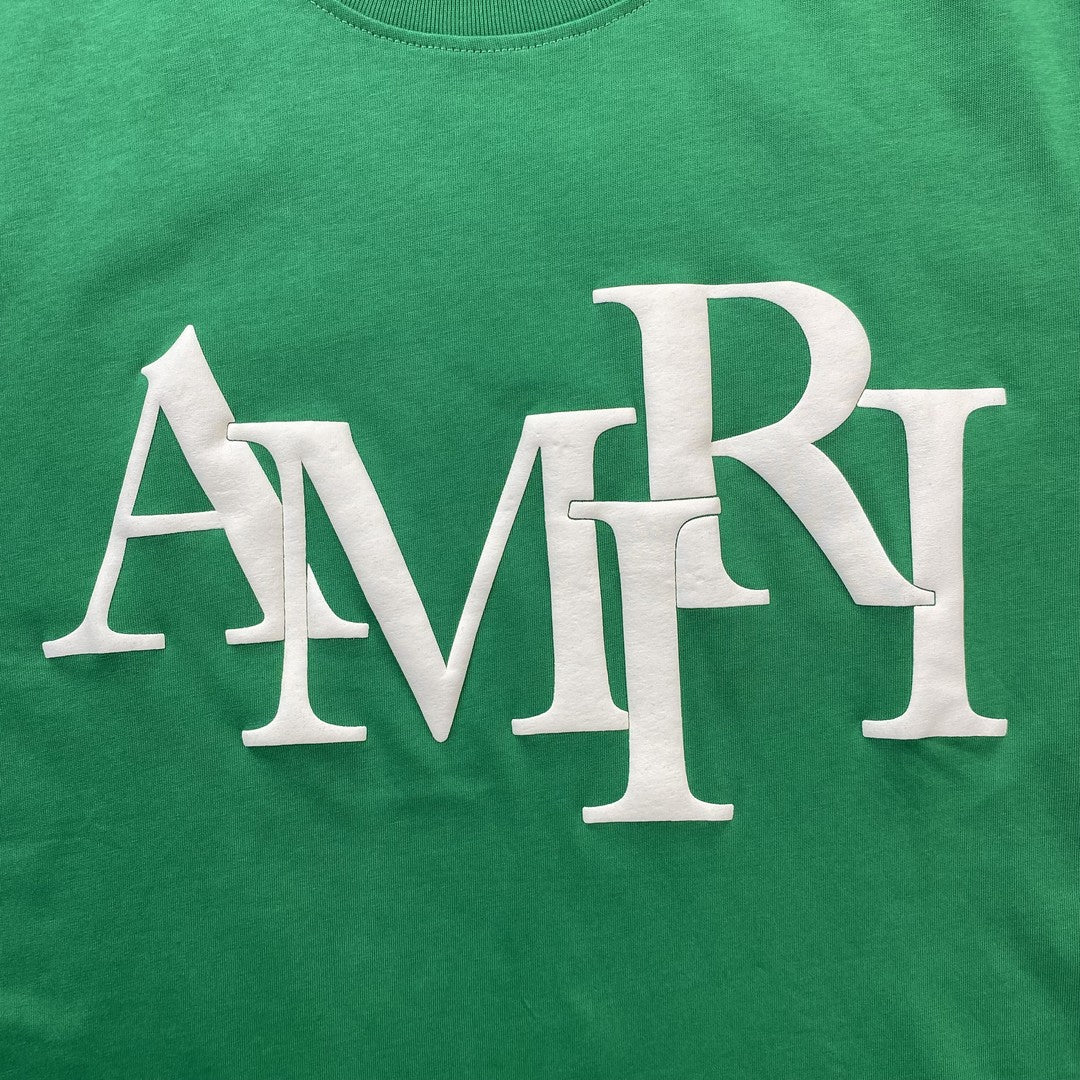 AMIRI STAGGERED LOGO TEE GREEN