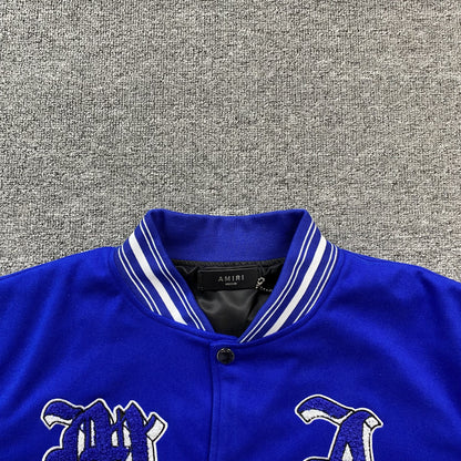 AMIRI DREAM TEAM VARSITY BOMBER JACKET BLUE