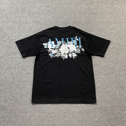 AMIRI FLORAL LOGO TEE BLACK