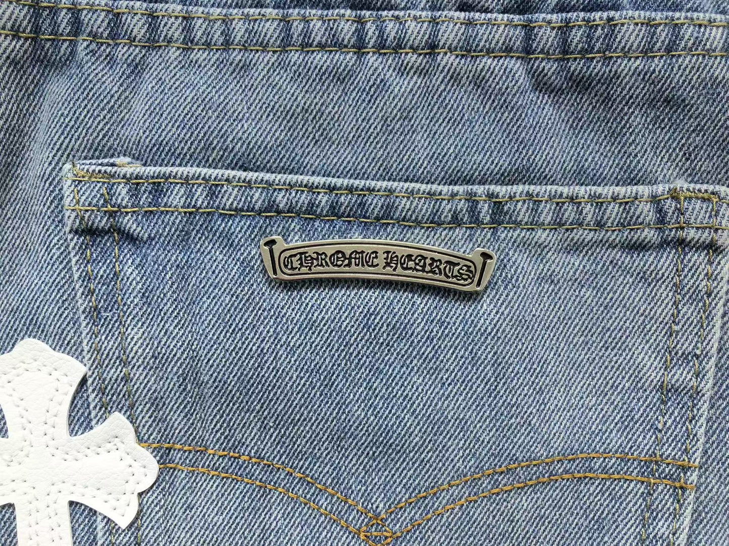 Chrome Hearts Cross Patch Jeans Blue