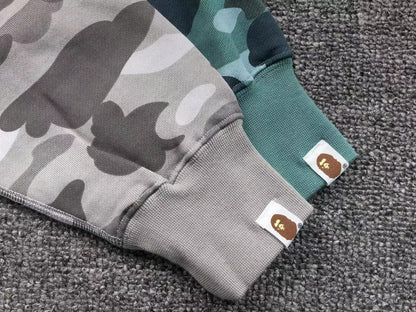 BAPE COLOR CAMO SHARK WIDE FULL ZIP DOUBLE HOODIE GRAY