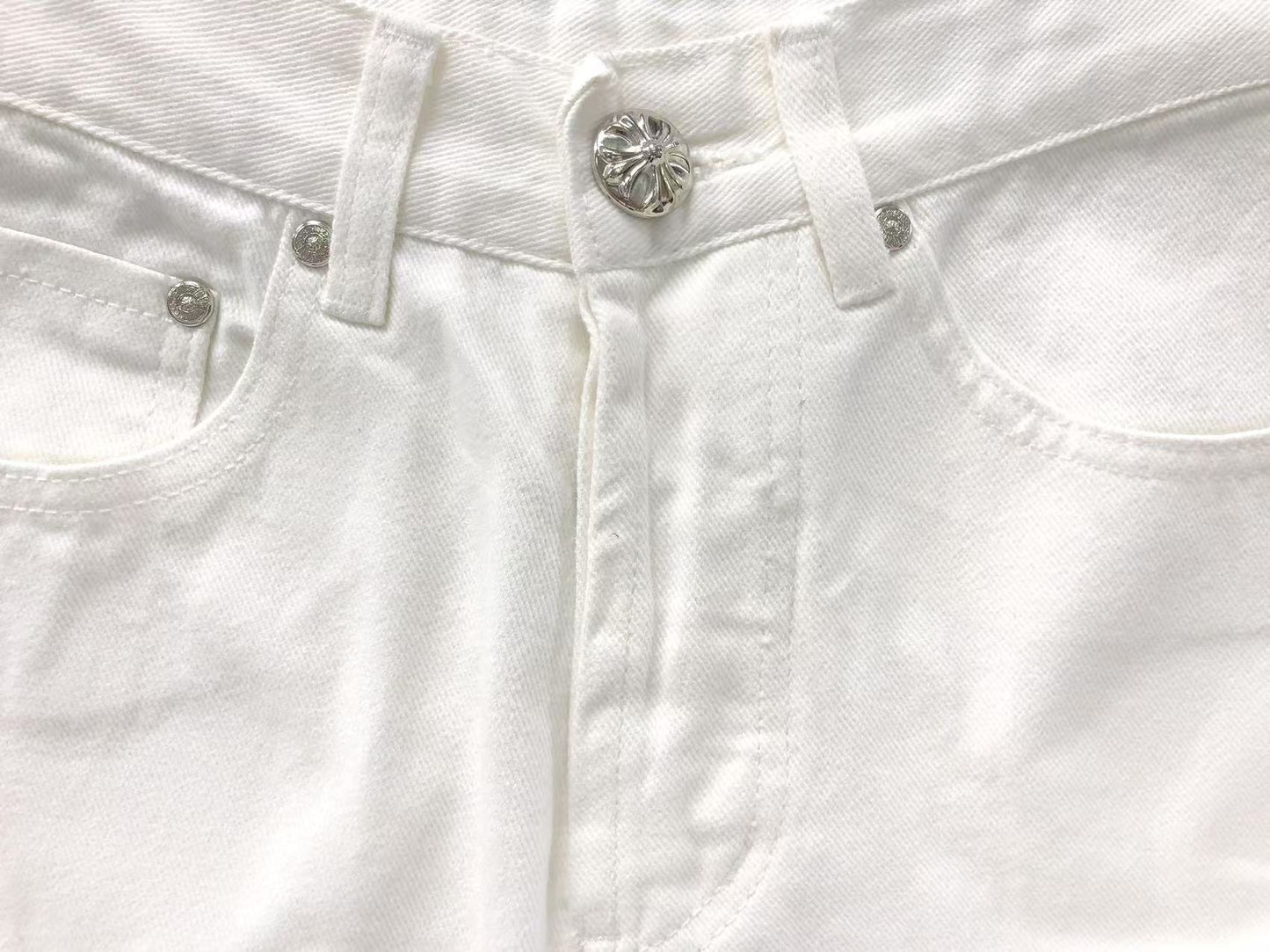 Chrome Hearts Leopard Cross Patch Jeans White