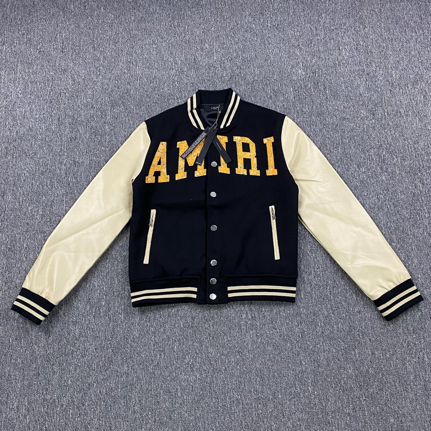 AMIRI VINTAGE VARSITY BOMBER JACKET BLACK