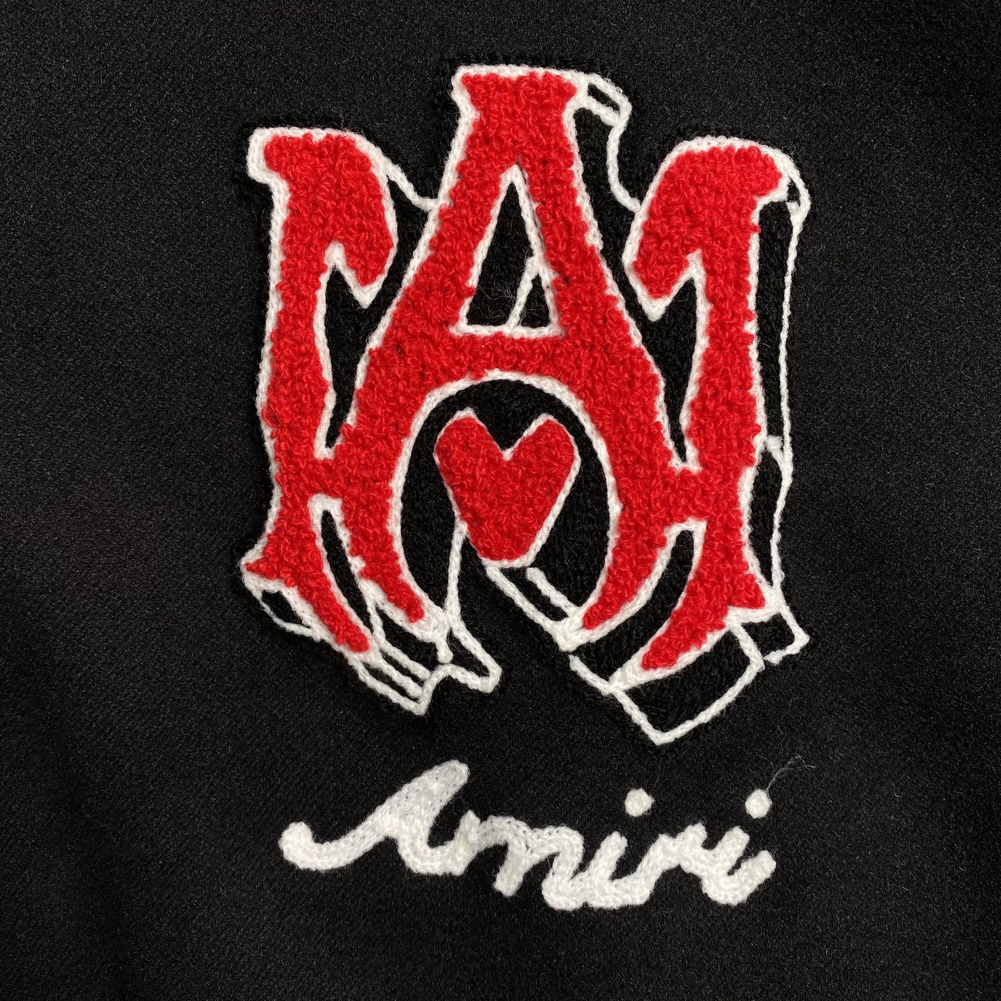 AMIRI LOGO PATCH VARSITY JACKET BLACK