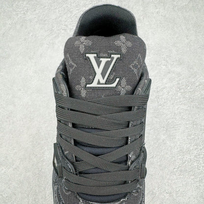 Louis Vuitton Trainer Sneaker Black Monogram Denim
