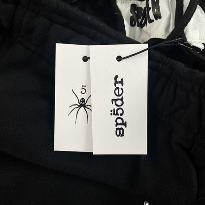 Sp5der Rhinestone Silk Sweatpants Black