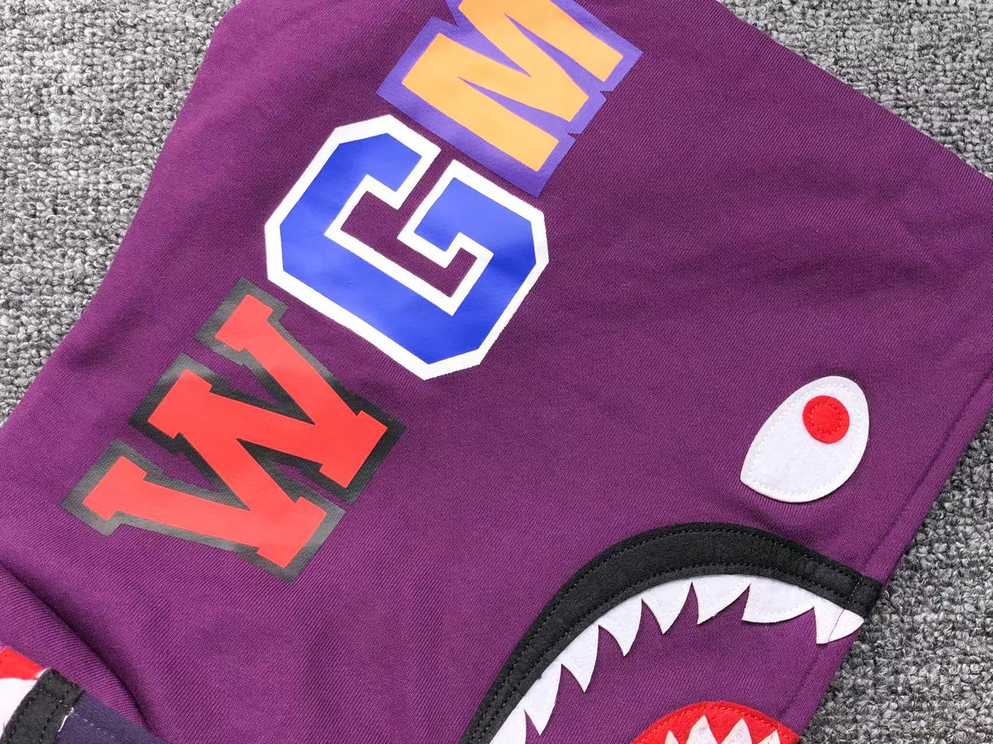 BAPE COLOR CAMO SHARK WIDE FULL ZIP DOUBLE HOODIE PURPLE