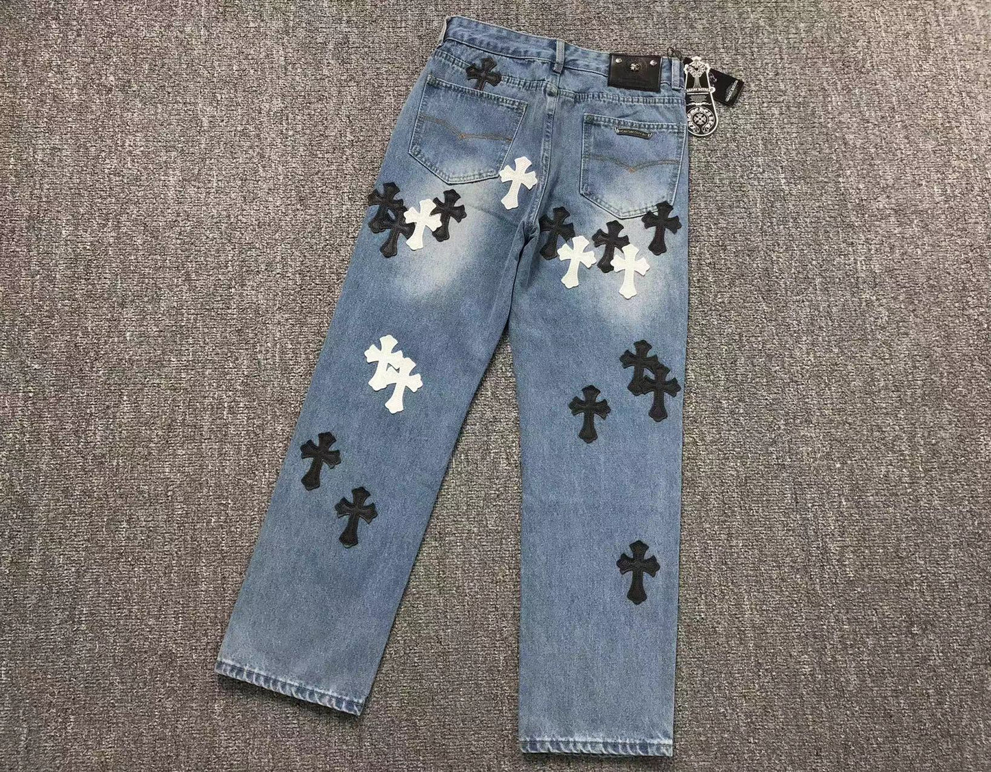 Chrome Hearts Cross Patch Jeans Blue Washed