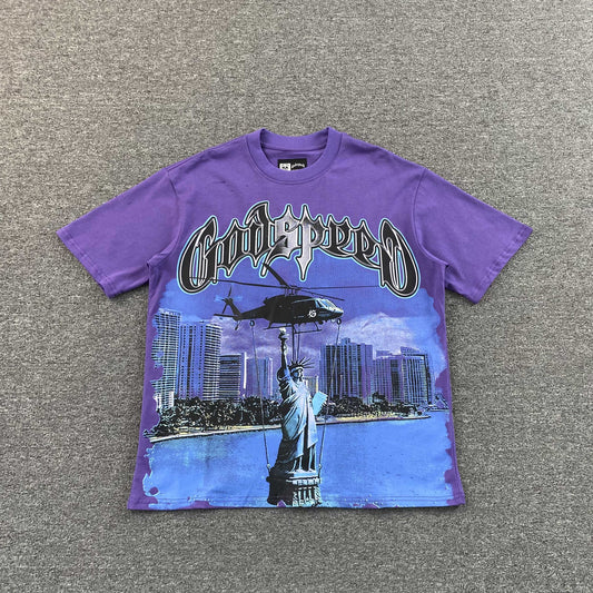 Godspeed JFK to MIA Tee Purple