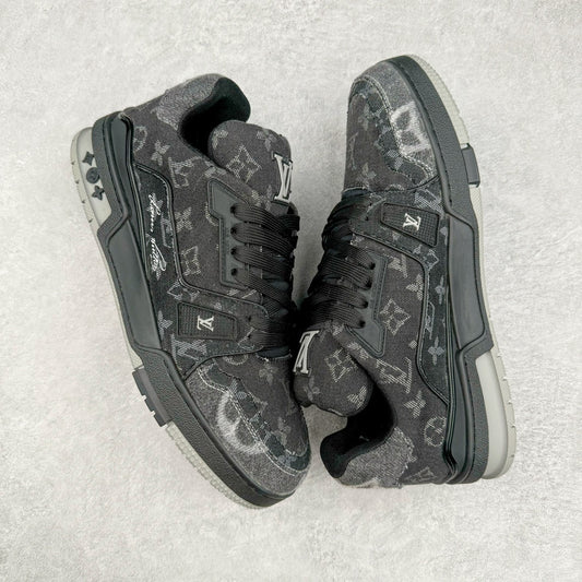 Louis Vuitton Trainer Sneaker Black Monogram Denim