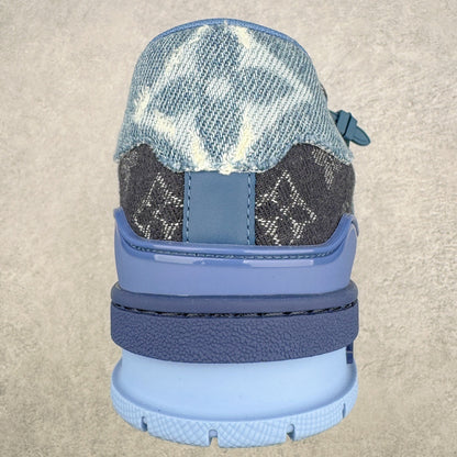 Louis Vuitton Trainer Sneaker Blue Patchwork Monogram Denim