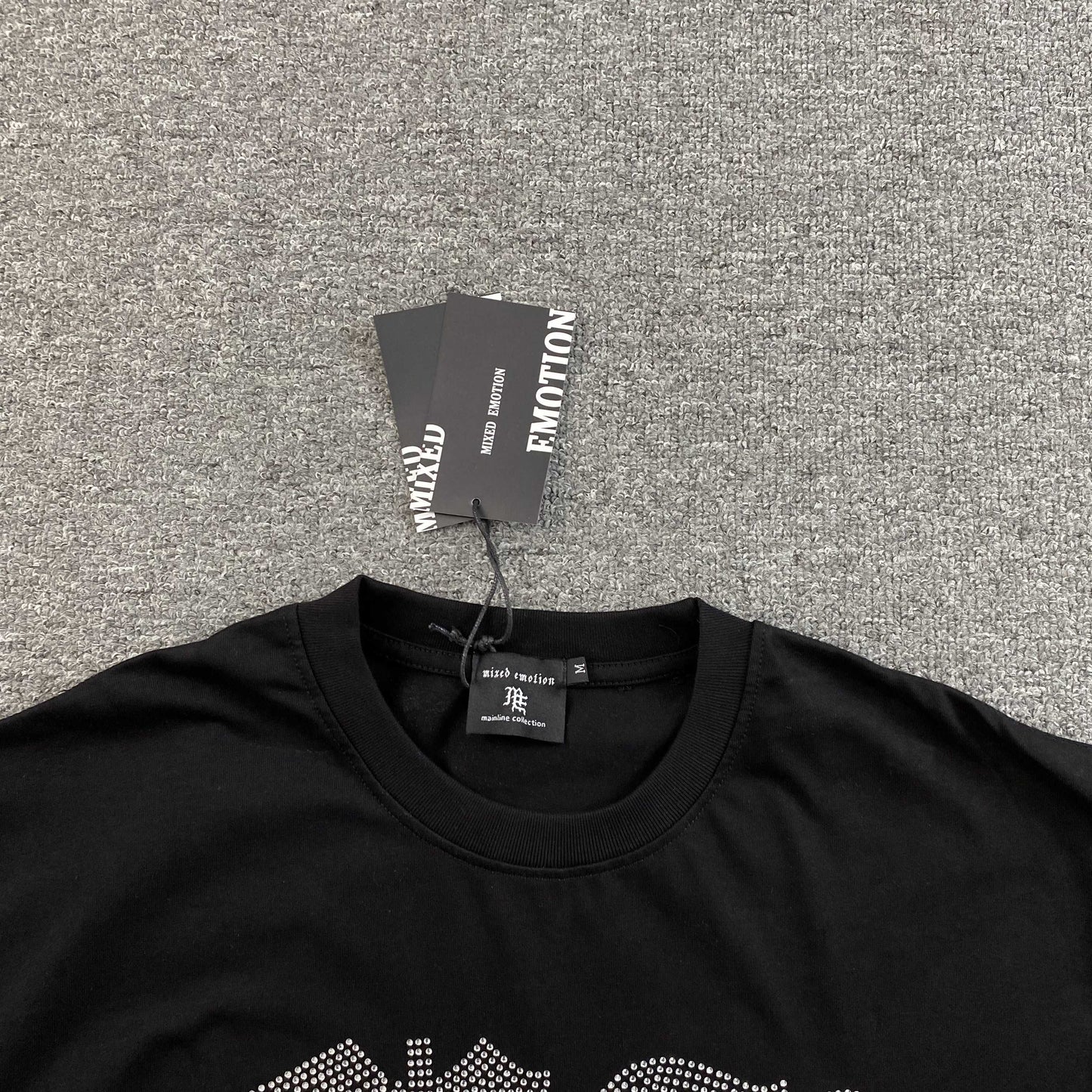 Mixed Emotion Angel Rhinestone Tee Black